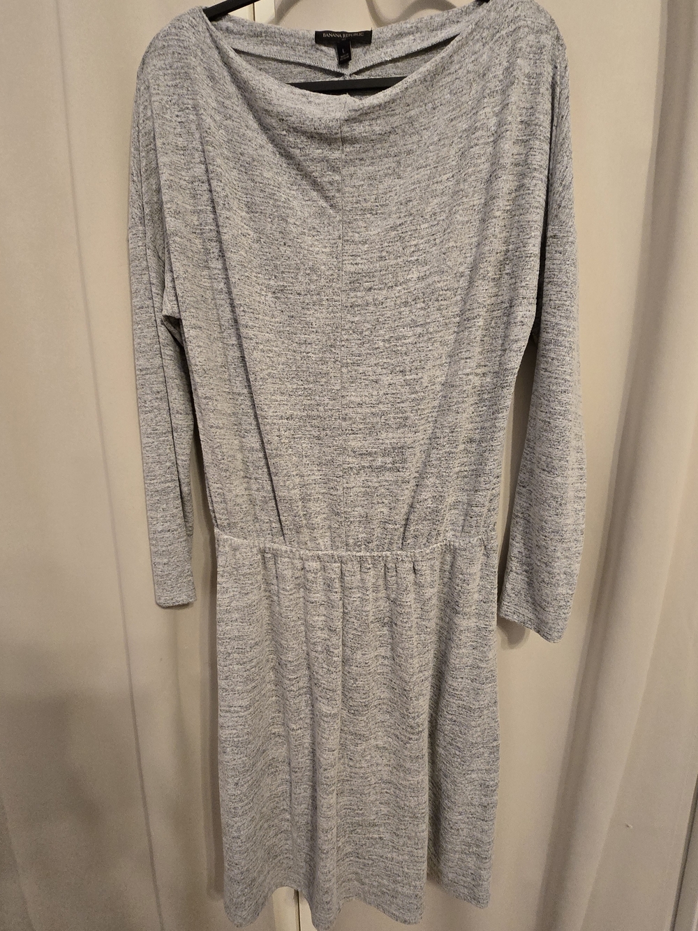 Banana Republic Gray Marled Knit Long Sleeve Dress Size L